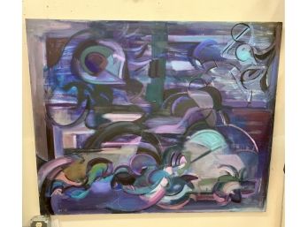 Original Mid Century Modern Purple Abstract Painting