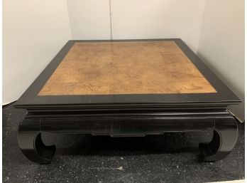 Asian James Mont Style Mid Century Black Lacquer Coffee Cocktail Table