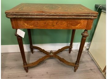 Antique French Marquetry Game Table Expandable
