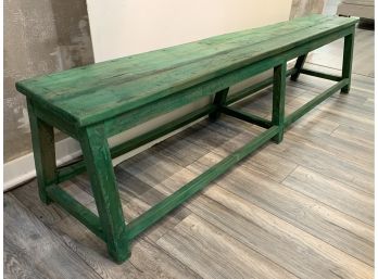 Antique Green Painted Bench
