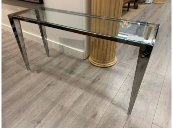 Iconic Mid Century Modern Glass And Chrome Console Table