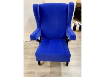Contemporary Sleek And ModernNew  Royal Blue Upholstery Wingback Chair Second Of 2