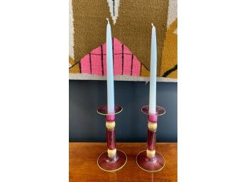 Rare Murano Glass Candlesticks 8.25' Tall