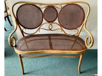 Rare Bentwood Settee With Cane Seat And Backrest Antique  1 Of 2