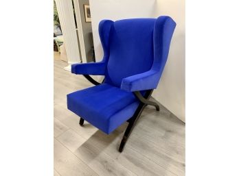 Contemporary Sleek And Modern Royal Blue Wingback Chair 1 0f 2