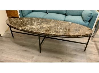 Contemporary  Extra Large Marble Top Cocktail Coffee Table Oval