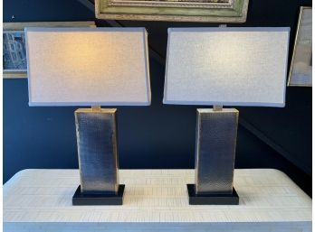 Pair Of Metal Designer Table Lamps