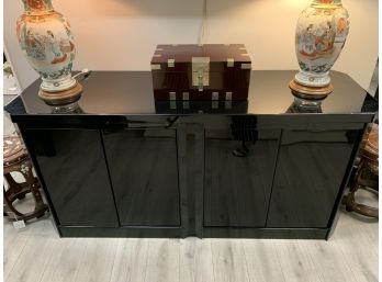 Modern Black Lacquered Credenza Sideboard
