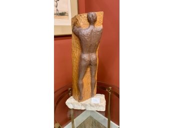 Folk Art Nude Carved Man Sculpture