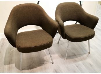 Mid Century Modern Saarinen For Knoll Chocolate Brown Chairs