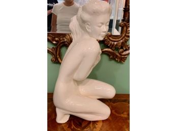 Coveted White Porcelain Nude Sculpture Signed