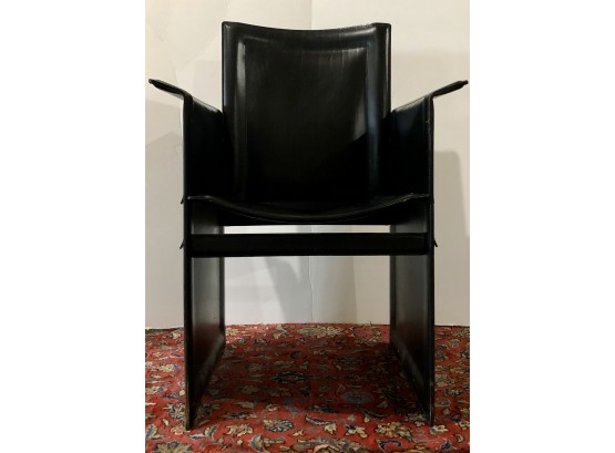 Mid Century Modern Black Leather Arm Chair By Tito Agnoli For Matteo Grassi