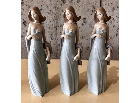 Rare And Timeless Trio Of  Lladro Porcelain Women Bridesmaids Figurines