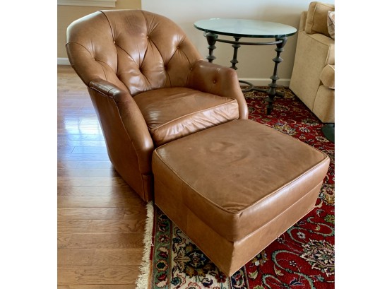 Timeless Leathercraft Tufted Leather Club Chair And Ottoman