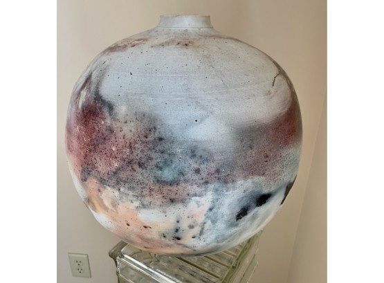 Mid-Century Modern Round Handpainted Vase