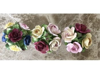 Set Of 3 Mini AynsleyPorcelain Floral Arrangements
