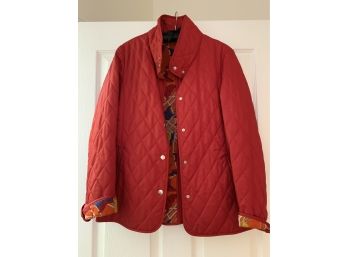 Designer Ladies Burberry Red Quilted Jacket  Size Small