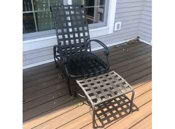 Outdoor Woven Reclining Patio Chair And Footrest