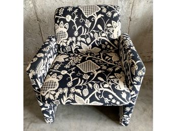 Vintage Directional Furniture Signed Mid-Century Modern Black And White Embroidered Upholstered Chair