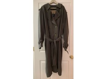 Mens Burberry Belted Trench Coat Olive Color Raincoat Size Large