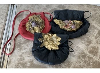 Trio Of Jeweled Evening Bags Made In Brazil