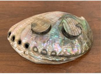 Rare Abalone Shell Inkwell Set