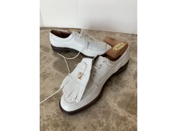 Rare Signed Salvatore Ferragamo Ladies White Leather Golf Shoes Size 6 1/2 US