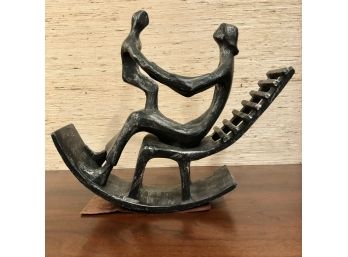 Brutalist Contemporary Mother And Child Metal Sculpture