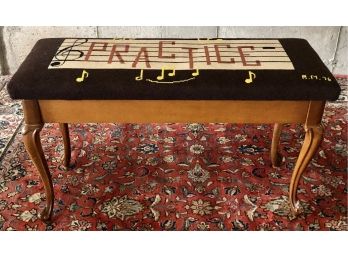 Unique Needlepoint Piano Bench With Storage