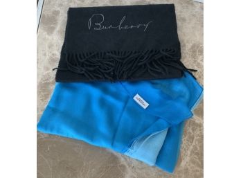 Burberry Black Wool Scarf And Bloomingdales Wrap