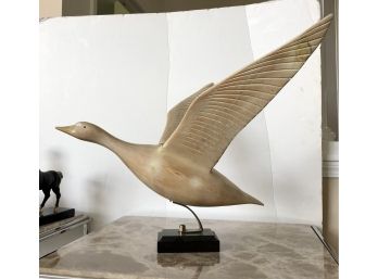 Stunning Hand Carved Wooden Flying Goose Sculpture Made In Spain