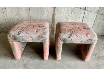 Pair Of Mid Century/Post Modern Directional Furniture Upholstered Ottomans