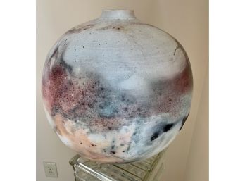 Mid-Century Modern Round Handpainted Vase