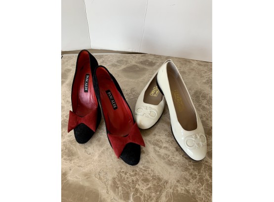 Two Pairs Of Ladies Shoes Size 6 1/2, Salvatore Ferragamo & Pancaldi