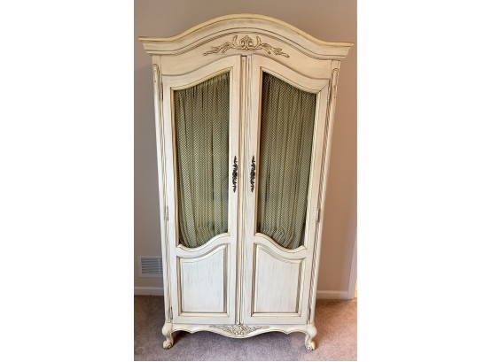 Vintage French Provincial Cream/Off-White Distressed Wardrobe 42W By 20D By 78 Tall