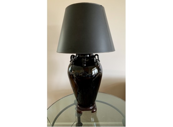Large Black Glazed Ceramic Lamp