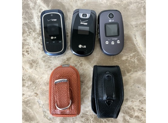 Lot Of 3 LG Flip Phones With Cases As Shown