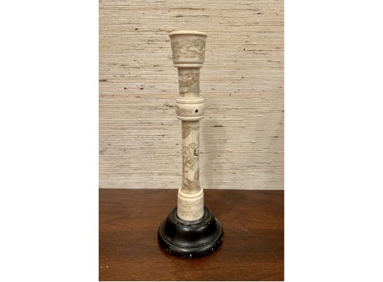 Old Chinese Carved Ivory Candlestick