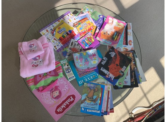 Lot Of Childrens Arts & Crafts Items, Books Plus Pink Towel Set
