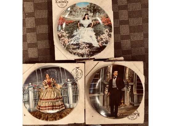 Set Of 3 Collectible Knowles 'Gone With The Wind' Porcelain Plates