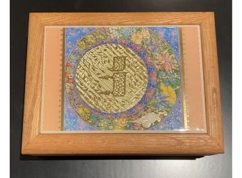 Hebrew Themed Floral Top Designed Music Box