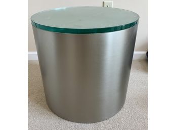 Intrex Paul Mayan Midcentury Modern Cylinder Chrome Drum Table In Style Of Milo Baughman