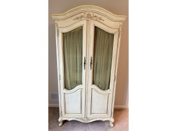 Vintage French Provincial Cream/Off-White Distressed Wardrobe 42W By 20D By 78 Tall