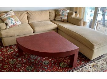 Two Piece Custom Chenille Sectional Sofa With Neutral Fabric For Any Design Aesthetic