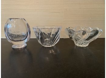 Two Crystal Bowls And One Vase