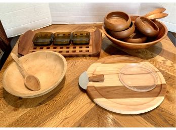 8 Piece Wooden Serving Pieces Featuring Danish Cheese Board