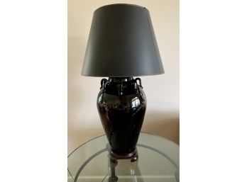 Large Black Glazed Ceramic Lamp