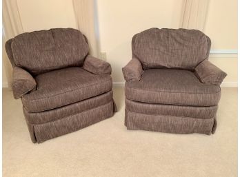 Pair Of Century Furniture Made In USA Upholstered Club Chairs