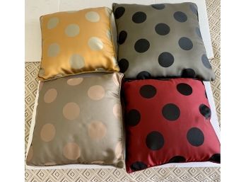 Set Of Four Polka Dot Designer Silk Pillows
