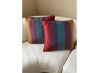 Custom Colorful Striped Silk Throw Pillows